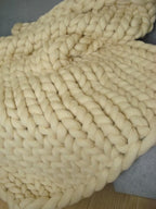 Throw Blanket Full Size 54"x75" for Bed - Chunky Knit Blanket, Boho Throw Blanket for Couch 100% Merino Wool (Cream, 54"x75")