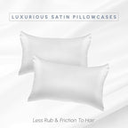Elegant Comfort 2-Pack King Size 70% Viscose 30% Polyester Cooling Satin Pillowcase Set with Hidden Zipper Closure, White