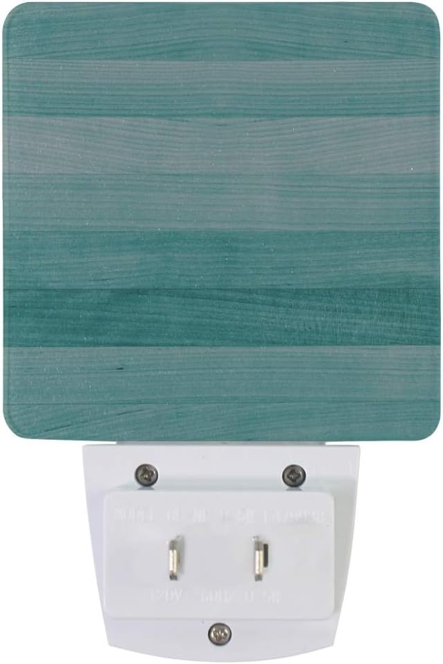 Plug in Night Light Lamp, Teal Turquoise Green Wood Dusk to Dawn Sensor LED Nightlight Smart Automatically Lights Bedroom, Bathroom, Kitchen, Hallway, Stairs, Energy