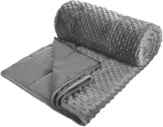ALANSMA Reversible Weighted Blanket for All Season, Luxury Velvet, Warm and Cool, Adult 5Lb Grey Weighted Blanket, Enjoy Sleeping Anywhere(Grey,35"x48" 5.5lbs)