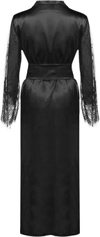 Mzkdieey Women's Floral Lace Robe Silk Kimono Bathrobe Long Bridesmaids Wedding Party Loungewear Sleepwear Dressing Gown