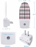 Night Light Plug into Wall, Lines Stripes Simple Art Buffalo Check Texture Peach Black White Popsicle Shape Night Light LED Nightlight with Light Sensors for Kids Bedroom Hallway