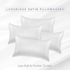 Elegant Comfort 4-Pack King Size Satin Pillowcase Set with Hidden Zipper Closure, White, 20" x 40"