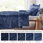 Intelligent Design King Comforter Set, Velvet Comforter Set , Luxury Diamond Quilting Comforter Set, Fluffy Comforter Bed Set with Decorative Pillowand 2 Shams, 4 Piece Navy, King/ Cal King