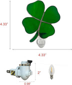 CHEZBABY Stained Glass Night Light Plug into Wall Lamp Decorative Accent Nightlight for Hallway Bedroom Bathroom Kitchen Home Décor(Clover)