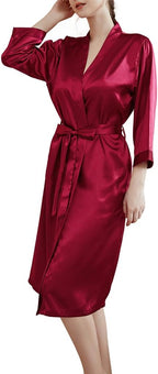 JEERLEEP Womens Silky Satin Robe Nine-quarter Sleeve Casual Sleepwear Party clothes Loungewear