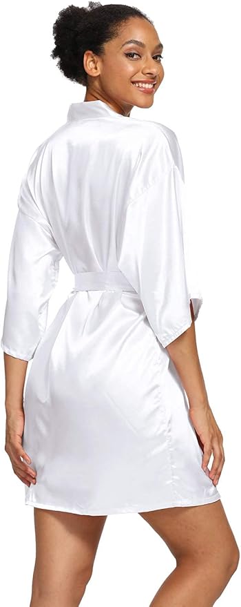 Women's Satin Robes Floral Bridesmaid Robes Short Silk Kimonos Sleepwear