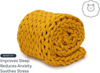 Nuzzie Original Knit Weighted Blanket- Breathable, Cooling, Hand Made Knit Throw Blanket for Sleep - Machine Washable, Stylish Design (Marigold, Throw | 12lbs | 44"x60")
