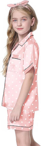 Girls & Womens Satin Pajamas Set, Silk Button-Down Sleepwear 2 Piece Nightwear, 3 Years - Women XXL