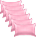 Elegant Comfort 6-Pack Cooling Viscose Satin Pillowcase Set with Hidden Zipper Closure, Silky Smooth for Hair and Skin Care-Beautiful Gift Box-6-Piece Satin Pillowcase Set, Standard/Queen, Light Pink