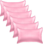 Elegant Comfort 6-Pack Cooling Viscose Satin Pillowcase Set with Hidden Zipper Closure, Silky Smooth for Hair and Skin Care-Beautiful Gift Box-6-Piece Satin Pillowcase Set, Standard/Queen, Light Pink