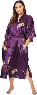KIM+ONO Plus Size Luxury Kimono Robe for Women | Long Satin Floral Robe | Original Design | Removable Waist Tie Closure