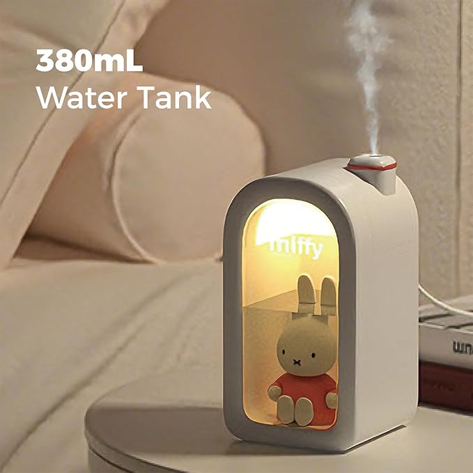 Mipow X Miffy Cool Mist Humidifier - Ultrasonic Quiet Humidifiers, Mini Cute Humidifier with Night Light, 380ml Humidifiers for Bedroom，App-Controlled RGB Light (2.0 Plus-Version) - Pink