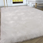 Fluffy Area Rug, White Faux Fur Rug for Bedroom 3'x5' Soft Shag Fuzzy Rugs for Living Room, Furry Bedside Nursery Rug Plush Indoor Floor Carpet for Kids Room Teen Dorm