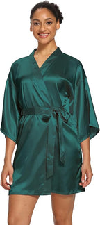 Women's Satin Robes Floral Bridesmaid Robes Short Silk Kimonos Sleepwear