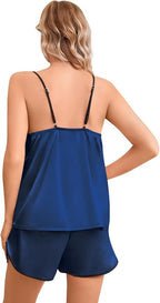Girls & Women Silk Pajamas Set Satin Camisole Sleepwear 2 Piece Pjs, 3 Years - Women XXL