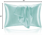 BEDELITE Satin Pillowcase for Hair and Skin, Super Soft and Cooling Similar to Silk Pillow Cases 2 Pack with Envelope Closure, Gift for Women Men(20"x40" King Size, Blue Grey)