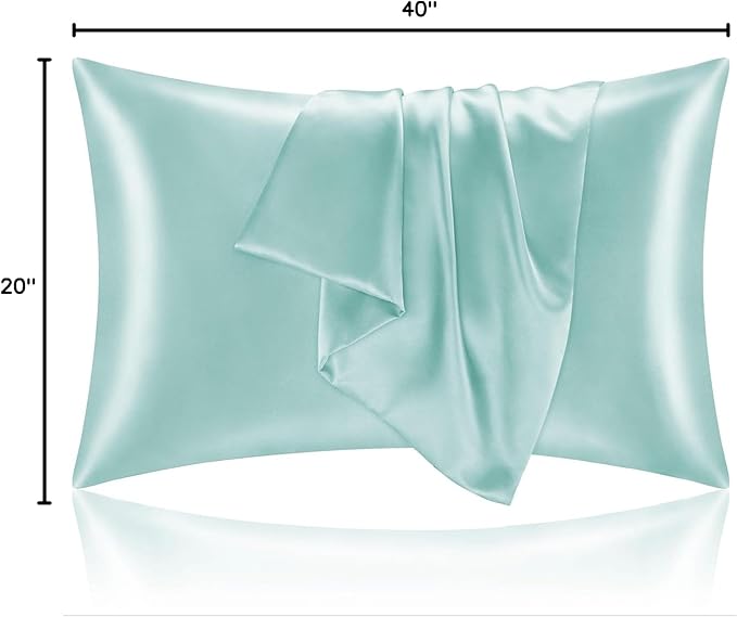 BEDELITE Satin Pillowcase for Hair and Skin, Super Soft and Cooling Similar to Silk Pillow Cases 2 Pack with Envelope Closure, Gift for Women Men(20"x40" King Size, Blue Grey)