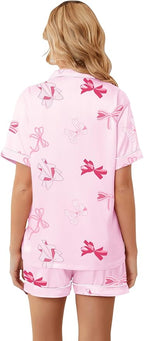 Umeyda Women & Girls Pajamas Set, Soft Satin Lightweight Silk Button-Down Top with Shorts 2 Piece PJS for Mom Boys Kids Gifts