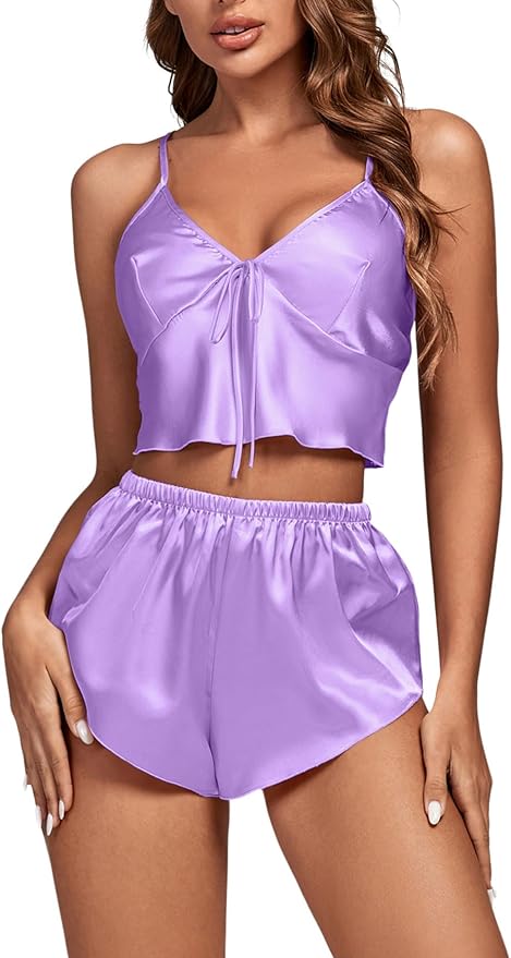 OPOIPIN Women's 3 Piece Pajama Set Sexy Cami Top and Shorts with Robe Sleepwear Loungewear Set