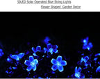 SEMILITS Outdoor Solar String Lights 50LED Flower Shaped Solar Fairy Lights for Christmas Garden Decoration Blue