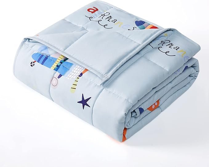 HOSUKKO Weighted Blanket - 3 lbs Blue Airplane Heavy Blanket - Breathable Blanket(36 * 48 inches, 3 lbs)