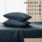 CozyLux Satin Sheets King Size Sheet Set - 4 Piece Silky King Sheets, Luxury Steel Blue King Bed Set with Smooth and Soft Microfiber, Includes 1 Fitted Sheet, 1 Flat Sheet and 2 Pillowcases
