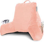 Clara Clark Reading Pillow with Shredded Memory Foam for Sitting Up in Bed and Couch, Back and Arms Adjustable Support for Adults & Teens Backrest Pillows for Reading, with Washable Cover Peach