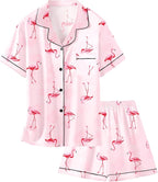 Girls & Womens Satin Pajamas Set, Silk Button-Down Sleepwear 2 Piece Nightwear, 3 Years - Women XXL