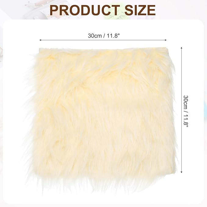 PATIKIL 12" Locker Rug, Small Area Rug Mini Faux Fur Rugs Small Locker Carpet Soft Fluffy Tiny Photography Props Square for Nail Photo Tabletop Background Picture Decoration, Yellow