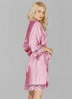 Silk Robes for Womens 2Pcs Satin Robe Kimonos Bridesmaid Bride Lace Bathrobes Sleepwear Bridal Silky Loungewear Wedding Robes