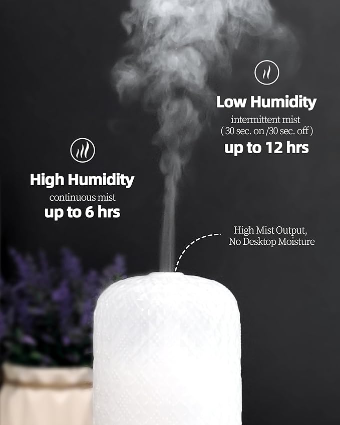 Onaboviva Essential Oil Diffuser - 2.4MHz Ultrasonic Glass Diffuser for Home, 120ml, Pulse&Continuous Mist, Bright/Dim/Breathing Lighting, Waterless Auto-Off, Aromatherapy Diffuser with USB Cable