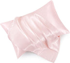 Blush Pink Satin Pillowcase Queen Size Set of 2 for Hair and Skin, Blush Pink Silk Pillowcase Breathable Pillowcase with Envelope Closure