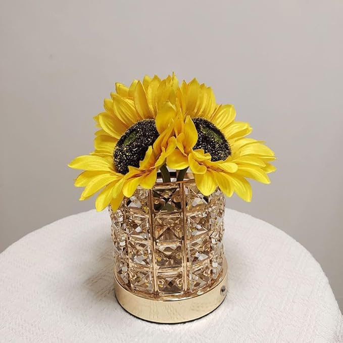 Flower Lamp with USB Charge, 3-Colour Infinitely Dimmable Artificial Sunflower LED Table Lamp, Rechargeable Cordless Touch Small Night Light, Gift Ideas for Mothers Day, Xmas, Birthday (Sunflowers01)