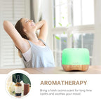 Aromatherapy Essential Oil Diffuser for Room: Colorful Aroma Air Humidifier with Adjustable Cool Mist Mode, Waterless Auto Off Ultrasonic Diffusers for Large Small Room Home Office 500ML