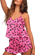 Ekouaer Satin Pajama Set for Women Silk Pjs for Women Set Camisole Top and Shorts with Ruffle Sleepwear