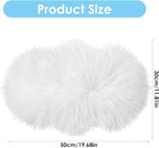 Molain Bench Cushion Fluffy Area Rug White Soft Faux Fur Bedroom Balcony Couch Reading Nook Cover Plush Mini Car Chair Seat Pad Hallway Fireplace Living Room Floor Decorations (50 cm Oval)