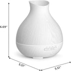 BZseed Aromatherapy Essential Oil Diffuser 550ml 12 Hours White Wood Grain Aroma Diffuser with Timer for Large Room, Home, Baby Bedroom, Waterless Auto Shut-Off, 7 Colors Lights Changing