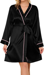 Satin Robes for Women Elegant Satin Kimono Silk Bathrobe for Wedding, Bridal Party, Silk Sleepwear, and Loungewear