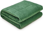 TONGDADA Minky Weighted Blanket | 40''x60'',10lbs | Cozy and Soft Minky Weighted Throw Blanket | Luxury Velvet with Premium Glass Beads | Dark Green Minky
