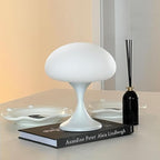 MAGCHARM Mushroom Lamp, 5W LED Cordless Rechargeable Table Lamp with Glass Shade, Small Retro Dimmable Touch Light with 3 Color Temps, Aesthetic Mid Century Bedside Light for Bedroom Ambient, White