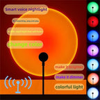 YOWOCAL USB Sunset Projection Light, 7 Colors-8 Lighting Modes Voice Control Sunset Lamp, Portable Romantic Decoration for Bedroom Ceiling Party, Plug and Play