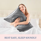 BEDELITE Satin Pillowcase for Hair and Skin, Super Soft and Cooling Similar to Silk Pillow Cases 2 Pack with Envelope Closure, Gift for Women Men(20"x26" Standard Size, Dark Grey)