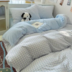 Nayoroom Gingham Duvet Cover Queen Size Reversible Blue Plaid Checkered Duvet Cover 3 Pieces Soft Breathable Washed Microfiber Girls Dorm Bedding Set for All Seasons