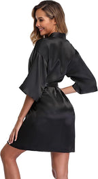 Robe for Women Silky Lightweight Satin Kimono Bride Bridesmaids Wedding Party Robes Dressing Gown Summer Loungewear