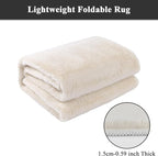 SHACOS Silky Soft Faux Rabbit Fur Area Rug 6'x9', Non Slip Washable Padded Throw Rugs, Fluffy Cozy Indoor Modern Carpet for Living Room Bedroom Dining Room Kids Room Dorm Home Decor, Cream