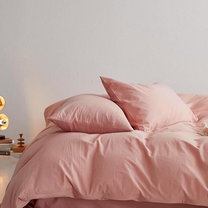 Luxlovery Pink Comforter Set Full Blush Pink Comforter Sets Solid Color Women Dusty Rose Qulits Comfy Soft Comforter Blanket Breathable Comforter Set for Women Girls