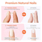 Modelones White Press on Nails, Short Square Fake Nails, Reusable Nail Kit with Nail Glue Adhesive Tabs Mini Nail File, Summer Nails Press Ons 32Pcs 16 Sizes, Women Girl Gift