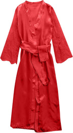 Uillui Lace Silk Robes for Women Long Sexy Satin Kimono Robe Bridesmaids Wedding Party Lingerie Robe Loungewear Sleepwear