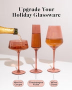 Saludi Original Dark Rose Wine Glasses, 16.5oz (Set of 6) Stemmed Single Color Red Barbie Glass - Great for All Wine Types and Occasions or Gifts - Luxury, Durable, Hand-Blown